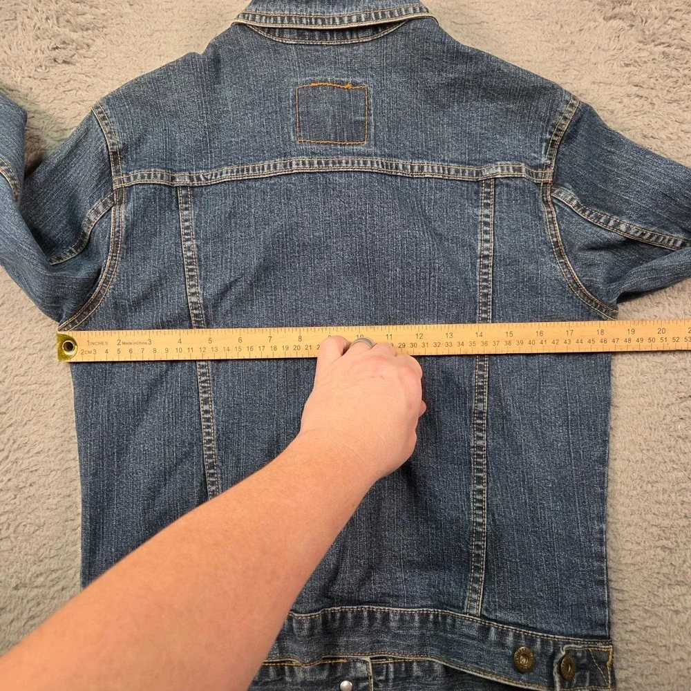 Levis Jean Jacket Womens S Vintage Y2K Blue Denim Moto Grunge 90s Heritage - Picture 7 of 11
